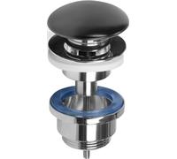 Cornat Válvula de desagüe para lavabos de 1 1/4 Pulgadas AG-Ø 66 mm con función de Apertura Push up/desagüe de lavabo/T317426, Color Negro Mate
