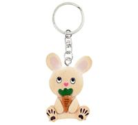 Cornelißen Llavero de conejo de madera, blanco - Colgante de animal de madera hecho a mano para llaves, bolsos y mochilas