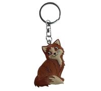 Cornelißen Llavero de gato de madera Colgante de animal de madera hecho a mano para llaves, bolsos y mochilas