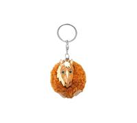 Cornelißen Llavero de madera con pompón de caballo, colgante de animal hecho a mano para llaves, bolsas y mochilas