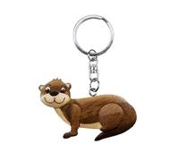 Cornelißen Llavero de nutria de madera Colgante de animal de madera hecho a mano para llaves, bolsos y mochilas