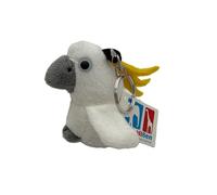 Cornelißen Porte-clés oiseau en Peluche Ne convient Pas aux Enfants de moins de 36 mois. Cacatoès H 14 cm, Blanco, Cadeau para niños