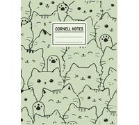 Cornell Notes: Cute Cat 8.5 x 11 Student Note-Taking Notebook with Table of Contents, 116 Numbered Pages, Keypoints, Notes & Summary - Green