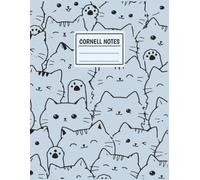 Cornell Notes: Cute Cat 8.5 x 11 Student Note-Taking Notebook with Table of Contents, 116 Numbered Pages, Keypoints, Notes & Summary - Blue