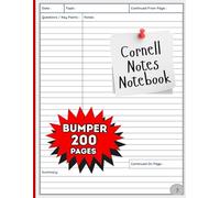 Cornell Notes Notebook: 200 Pages (Bumper) for Organized Note Taking: 100 Sheets of College Ruled Paper with Indexed and Numbered Pages for Lectures, Study Notes and Meetings