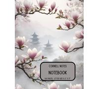 Cornell Notes Notebook: Letter Size (8,50x11,00in) | 160 Lined Pages with Cornell Layout | Softcover theme: Japanese magnolia secret garden.