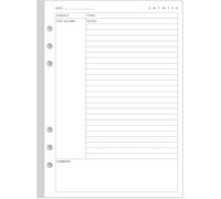 Cornell Notes - Papel de relleno para carpeta A5, 6 agujeros, hojas sueltas, 50 hojas/100 páginas, 100 g/m², blanco, 5.8 x 8.5 pulgadas