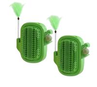 Corner Cat Croboker | Cactus Hair Comb Set de 2 | Rascador para gatos con hierba gatera juguete de plumas para aliviar el estrés, estimulación sensorial, rascador de gato, estimulación mental, juego