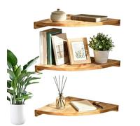 Corner Floating Shelves - 3 Tier Wall Storage Rack, Rustic Wooden Wall Mounted Display Shelf for Bedroom Kitchen Living Room, Space Saving Organizer for Books Plants Decor Perfume Items Home Storage