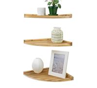 Corner Floating Shelves - Wall Mounted Rack Wood 27.5x27.5x3cm 3Tier, Rustic Storage Organizer | Space Saving Display Unit, Home Decor Accent , Bedroom Kitchen Living Room Staircase Closet Bar Setup