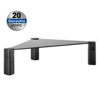 Corner glass shelf for flat screens with modular design for height adj