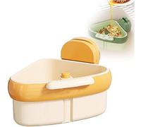 Corner Hanging Sink Strainer, Upgraded Suction Cup Kitchen Sink Strainer Basket with Press Dumping & Self-Cleaning Design, Sink Strainer Basket, Corner Sink Trash Catcher for Food Waste (Yellow)