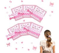 CORNER LACE 6 paquetes de lazos rosas para el pelo de despedida de soltera con tarjetas de exhibición, bandas para el pelo con temática de cinta rosa para despedida de soltera, boda, novia, dama de