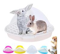 Corner Litter Box, Premium Corner Rabbit Litter Tray - Space-Saving Small Animal Toilet Box with Removable Grid for Guinea Pig, Bunny Ferret and Rat - Easy Clean Pet Potty for Rabbit Cage (White)