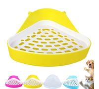 Corner Litter Box, Premium Corner Rabbit Litter Tray - Space-Saving Small Animal Toilet Box with Removable Grid for Guinea Pig, Bunny Ferret and Rat - Easy Clean Pet Potty for Rabbit Cage (Yellow)