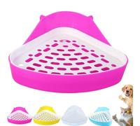 Corner Litter Box, Premium Corner Rabbit Litter Tray - Space-Saving Small Animal Toilet Box with Removable Grid for Guinea Pig, Bunny Ferret and Rat - Easy Clean Pet Potty for Rabbit Cage (Pink)