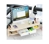 Corner Monitor Stand with Drawer, 2Tier Triangle Riser, Ergonomic Desk Organizer, SpaceSaving Shelf