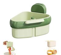 Corner Sink Strainer，Sink Strainer Basket with Suction Cup，Stable and Fast Flow Press Dumping，Self-Cleaning Design Kitchen Storage Rack Bracket，Triangle Corner Hanging Food Collector (Green)
