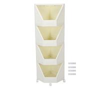 Corner Storage Cabinet with 4 Movable Wheels Corner Shelf Stand Bookshelf for Small Space Bathroom Kitchen Living Room Home Office (4 Tier)