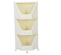 Corner Storage Cabinet with 4 Movable Wheels Corner Shelf Stand Bookshelf for Small Space Bathroom Kitchen Living Room Home Office (3 Tier)