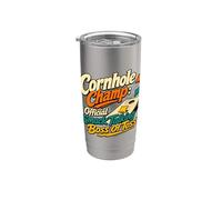 Cornhole Champ Boss Of Toss Yard Juego Humor Vaso térmico de acero inoxidable de doble pared