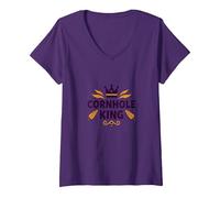 Cornhole King: Campeón de Juego Regal Backyard Camiseta Cuello V, Mujer, Morado, XXL