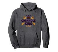 Cornhole King: Campeón de Juego Regal Backyard Sudadera con Capucha, Unisex para Adultos, Jaspeado Oscuro, S