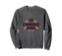 Cornhole King: Campeón de Juego Regal Backyard Sudadera, Unisex para Adultos, Jaspeado Oscuro, M