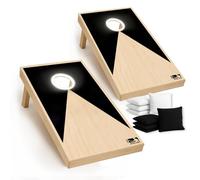 Cornhole Oficial Luminoso de Madera - 90×60 cm - 2 Tableros con Leds + 8 Sacos - Set Completo con Bolsa de Transporte - Juego Exterior para Jardín y Noches - Original Corner