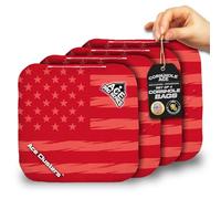 CornholeAce Ace Clusters | Bandera roja de Estados Unidos (juego de 4 bolsas) | Sello ACE Pro | Bolsas profesionales para Cornhole | Tecnología Cluster Pad | Barra deslizante de doble cara para todo