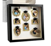Cornici Foto Miniature - Set Decorazione Dorata, Kit Scatola Silhouette | Cornice Piccola Elegante Finitura Oro Espositore Ricordi Artigianali Legno Resina Illuminazione Led per San