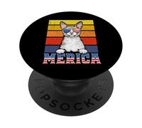 Cornish Rex Cat 4th of July Merica American Mericat Cats PopSockets PopGrip Adhesivo