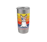 Cornish Rex Cat 4th Of July Merica American Mericat Cats Vaso térmico de acero inoxidable de doble pared