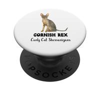 Cornish Rex Cat Funny Diching Curly Cat Travesuras PopSockets PopGrip Adhesivo