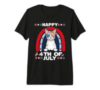 Cornish Rex Cat Happy 4th of July Patriotic American Cats Camiseta Premium