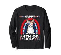 Cornish Rex Cat Happy 4th of July Patriotic American Cats Manga Larga