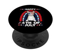 Cornish Rex Cat Happy 4th of July Patriotic American Cats PopSockets PopGrip Adhesivo