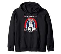 Cornish Rex Cat Happy 4th of July Patriotic American Cats Sudadera con Capucha