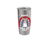 Cornish Rex Cat Happy 4th Of July Patriotic American Cats Vaso térmico de acero inoxidable de doble pared
