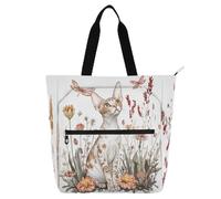 Cornish Rex Cats - Bolsa de libros blanca para niños, estudiantes, adultos, impermeable, reutilizable, con bolsillos con cremallera para la escuela, compras, viajes, arco iris