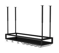 CORNLYYUMI Botelleros de Vino Negros, botellero Colgante de Techo para Bares, cocinas, Estante Decorativo, Soporte para Copas de Vino, Altura y Anchura Ajustables (tamaño: 100 x 25 x 21 cm)