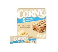 Corny Barritas de Cereales 0% Azúcares Añadidos de Chocolate Blanco, Pack de 6 x 20 gr