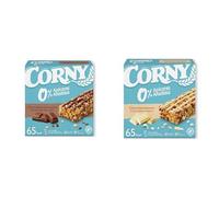 Corny Barritas de Cereales 0% Azúcares Añadidos de Chocolate con Leche- Pack de 6x20gr + Corny Barritas de Cereales 0% Azúcares Añadidos de Chocolate Blanco- Pack de 6x20gr