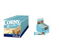 Corny - Barritas de Cereales 0% Chocolate Blanco, Pack de 10 (60 unidades), 6x20 g & Barritas de Cereales 0% Chocolate con Leche, Sueltas (24 unidades) x 20 g