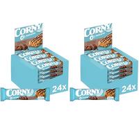 Corny - Barritas de Cereales 0% de Chocolate con Leche, Sin Azúcares Añadidos, Bajo en Calorias y Grasas Saturadas, Fuente de Energía, Fibra y Proteinas, 24 x 20 gr (Paquete de 2)