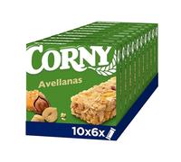 Corny - Barritas de Cereales con Avellanas. 10 estuches con 6 barritas 10x(6x25g). Total 60 Barritas