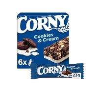 Corny, Cookies & Cream, Barrita Sabor Chocolate y Galleta, Textura Crujiente y Cremosa, Ideal para Disfrutar en Cualquier Momento, 6 uds x 23g