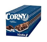 Corny Cookies & Cream, Barrita Sabor Chocolate y Galleta, Textura Crujiente y Cremosa, Ideal para Disfrutar en Cualquier Momento, Pack 10 estuches con 6 barritas 10x(6x23g)