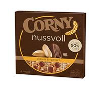 Corny Nueces de cacahuete y leche entera, 4 unidades, barritas de nueces con más del 50% de nueces, 6 unidades (6 x 96 g)