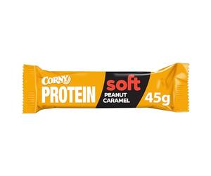 Corny Protein Soft - Barrita Proteica de Chocolate y Cacahuetes Sabor Caramelo 45g, 30% Proteinas, 0% Azúcares Añadidos, Ayuda al Desarrollo y Recuperación de Masa Muscular, Taste the Power